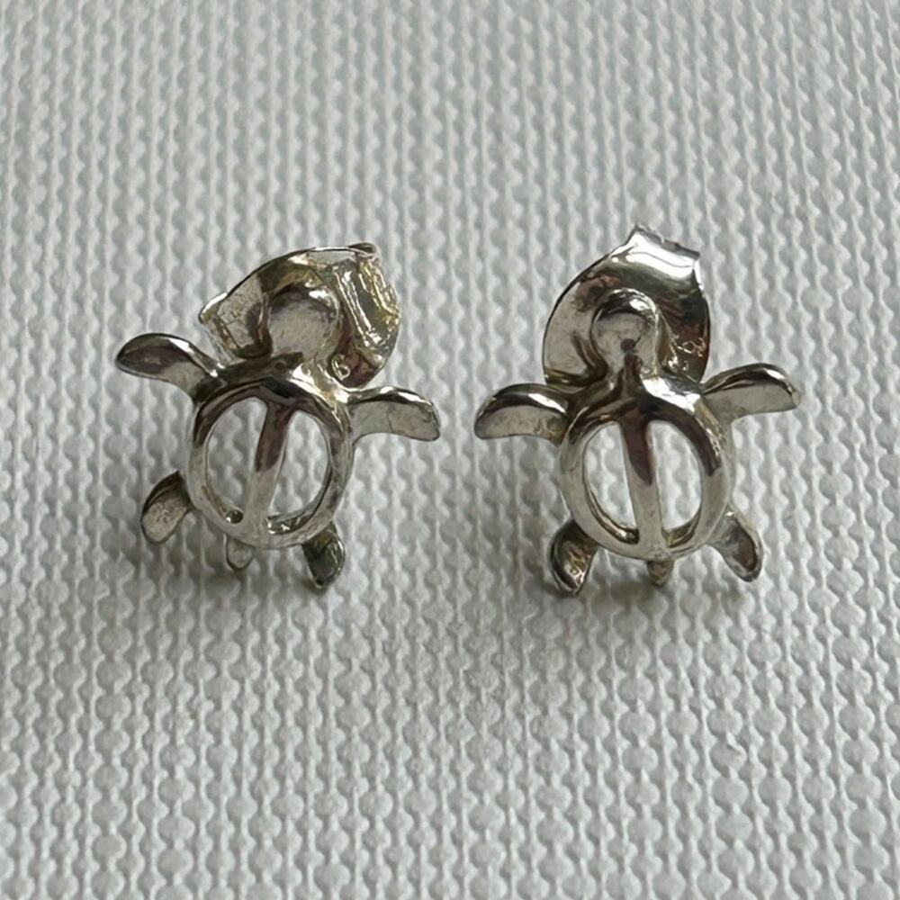 Vintage Sterling Silver Turtle Stud Earrings